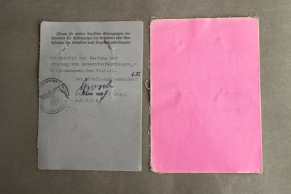 WW2 Tysk Kriegsmarine der Nordsee "Führer- & Fahrlehrerschein". Sjælden. Original.