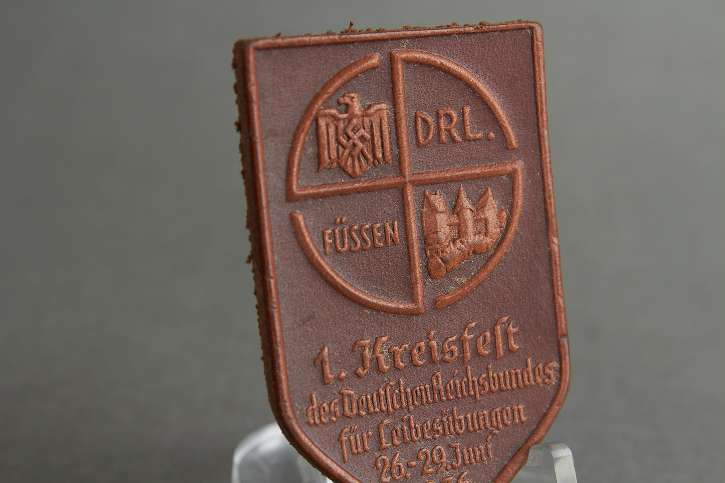 WW2 Tysk DRL 1936 Tinnie. I læder. Sjælden. Original.