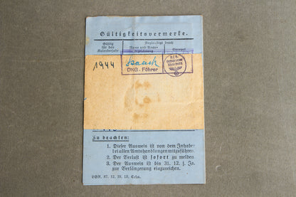 WW2 Tysk Reichs Luftschutzbund "Ausweis" fra Flensborg. Original.
