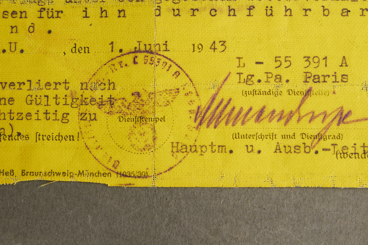 WW2 Tysk Luftwaffe Flyveinstruktør "Ausweis". Udstedt i Lg.-Pa. Paris. Sjælden! Original.