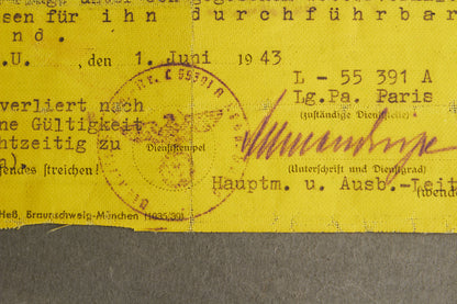 WW2 Tysk Luftwaffe Flyveinstruktør "Ausweis". Udstedt i Lg.-Pa. Paris. Sjælden! Original.