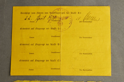 WW2 Tysk Luftwaffe Flyveinstruktør "Ausweis". Udstedt i Lg.-Pa. Paris. Sjælden! Original.