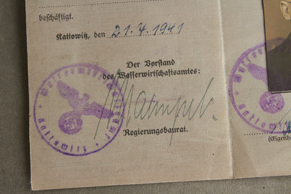 WW2 Tysk "Ausweis" fra samme mand. Original.