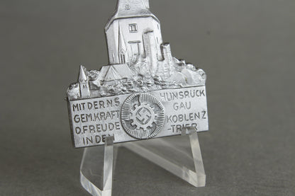 WW2 Tysk Kraft durch Freude (KdF) "Hunsrück Gau Koblenz-Trier" Tinnie. Original.
