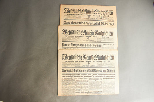 WW2 Tysk 3 stk. NSDAP Aviser. Original.