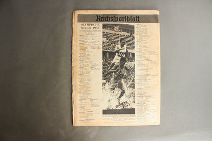 WW2 Tysk Olympiade Blad fra 1936. Stor, A3 størrelse. Original.