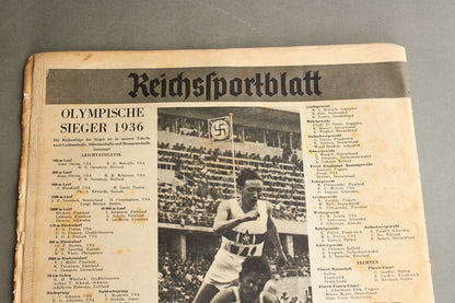 WW2 Tysk Olympiade Blad fra 1936. Stor, A3 størrelse. Original.