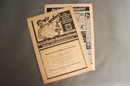WW2 Tysk NSDAP Blad. Forside og bagside er løs. Original.