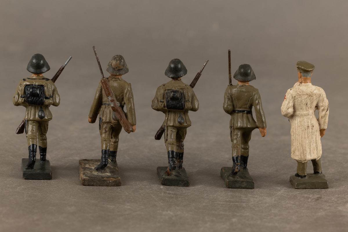WW2 Tysk Lot af Lineol Figurer. 5 stk. Original.