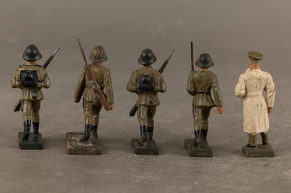 WW2 Tysk Lot af Lineol Figurer. 5 stk. Original.