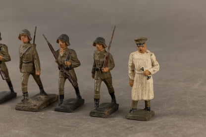 WW2 Tysk Lot af Lineol Figurer. 5 stk. Original.