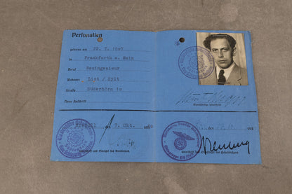 WW2 Tysk DAF Personal-Ausweis". Tilknyttet Luftwaffe. Sjælden. Original.