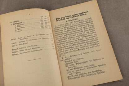 WW1/WW2 Tysk Wehrmacht "Feldbefestigungsvorschrift" Lommebog/Uddannelsesbog. Original.