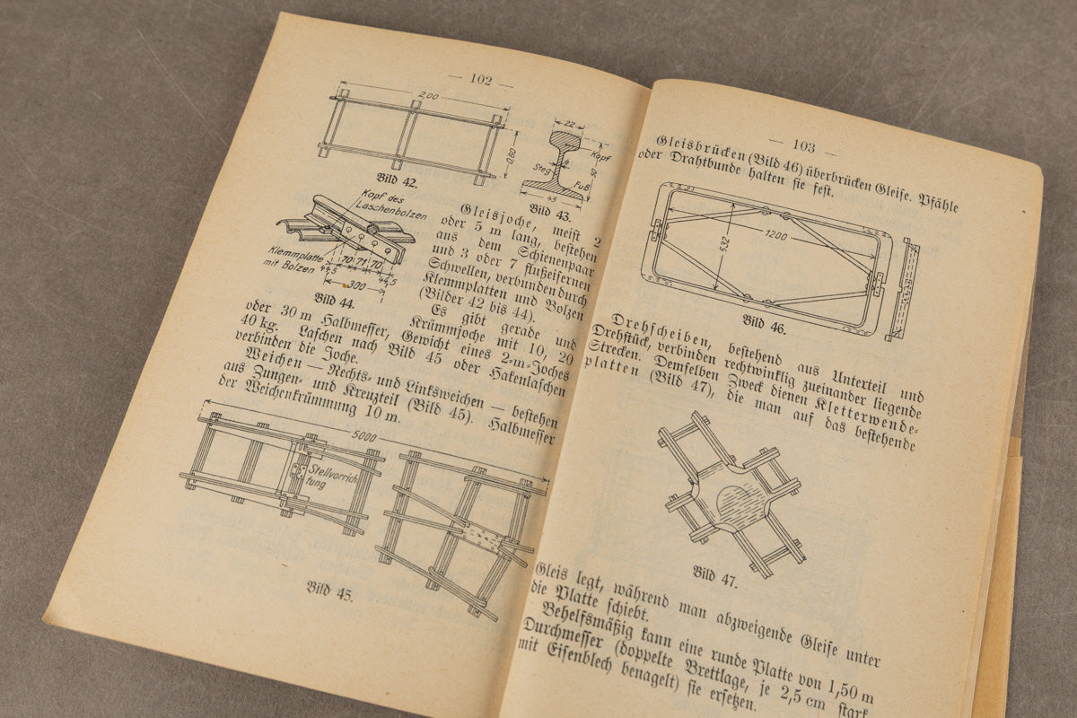 WW1/WW2 Tysk Wehrmacht "Feldbefestigungsvorschrift" Lommebog/Uddannelsesbog. Original.