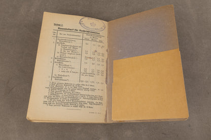 WW1/WW2 Tysk Wehrmacht "Feldbefestigungsvorschrift" Lommebog/Uddannelsesbog. Original.