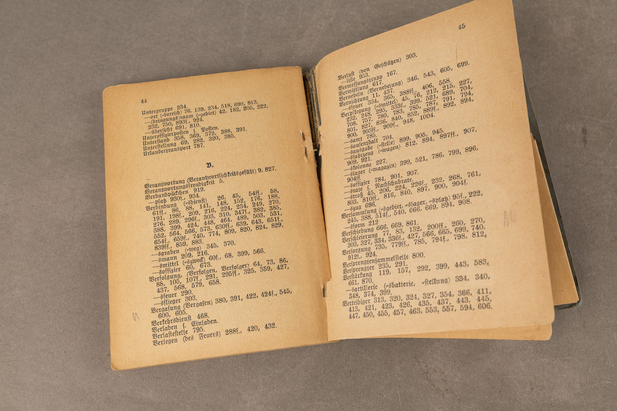 WW1/WW2 Tysk Wehrmacht "Führung und Gefecht der verbundenen Waffen" Lommebog/Uddannelsesbog. Original.