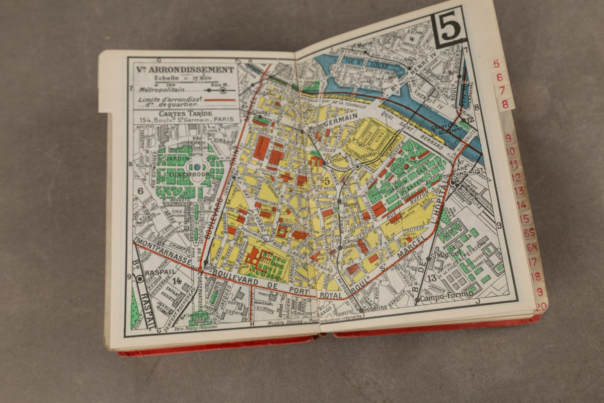 WW2 Fransk Bog/kort over Paris. God til display. Original.