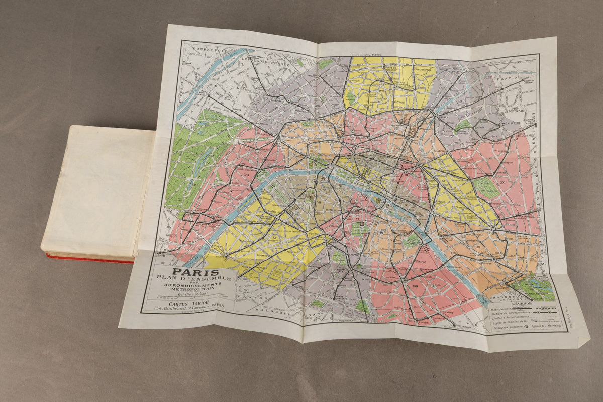 WW2 Fransk Bog/kort over Paris. God til display. Original.
