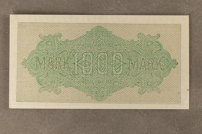 WW1/WW2 Tysk "1000 Mark" pengeseddel fra inflationen. Årgang 1923. Original.