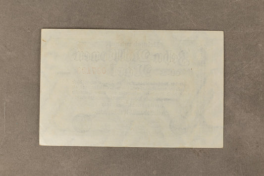 WW1/WW2 Tysk "Zehn Millionen Mark" pengeseddel fra inflationen. Årgang 1923. Sjælden. Original.