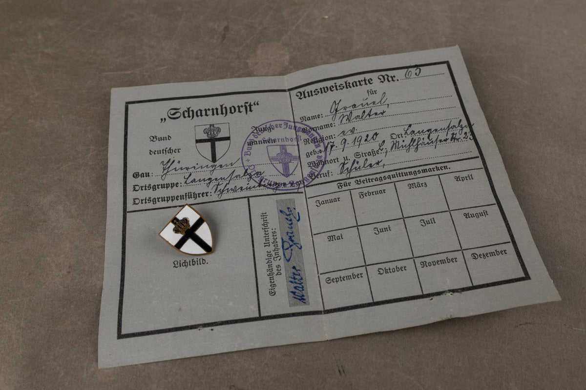 WW2 Tysk "Scharnhorst"/NSDAP/HJ "Bund deutscher Jungmannen" Lot. Sjælden. Original.