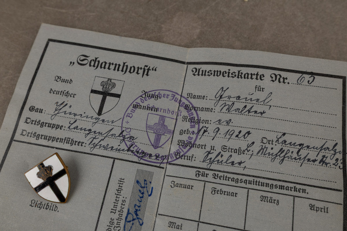 WW2 Tysk "Scharnhorst"/NSDAP/HJ "Bund deutscher Jungmannen" Lot. Sjælden. Original.