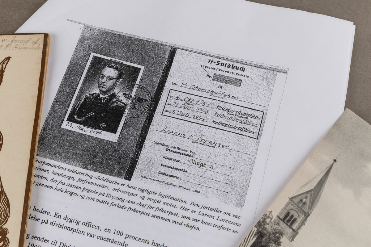 WW2 Tysk/Dansk Frikorps Danmark "Lot". Hæfte fra SS-Oberscharführer L. Lorenzen, adjudant for Kryssing. Original.