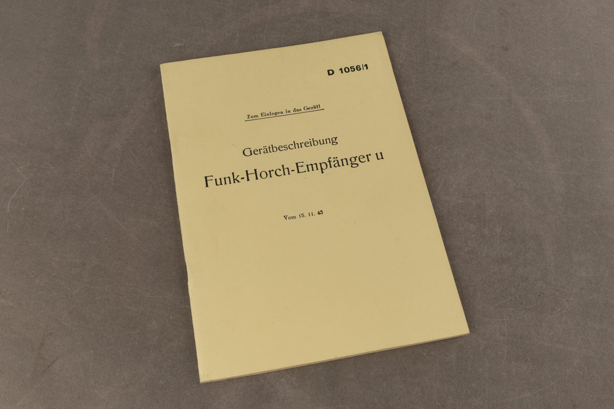 WW2 Tysk Heer Radio Instruktionshæfte "Gerätebeschreibung - Funk-Horch-Empfänger". Original.