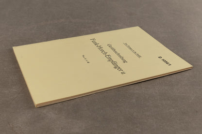 WW2 Tysk Heer Radio Instruktionshæfte "Gerätebeschreibung - Funk-Horch-Empfänger". Original.