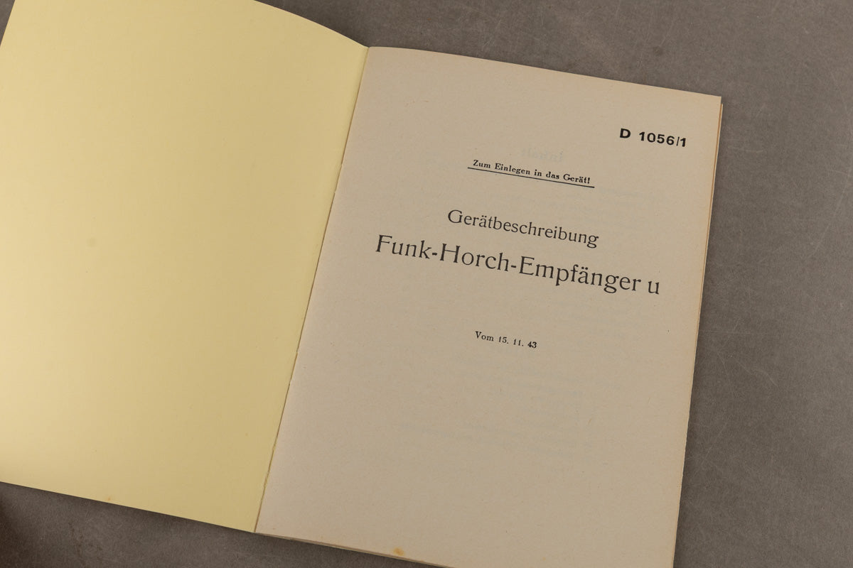 WW2 Tysk Heer Radio Instruktionshæfte "Gerätebeschreibung - Funk-Horch-Empfänger". Original.