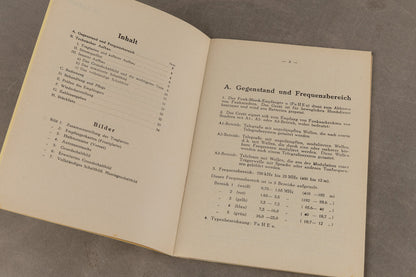 WW2 Tysk Heer Radio Instruktionshæfte "Gerätebeschreibung - Funk-Horch-Empfänger". Original.