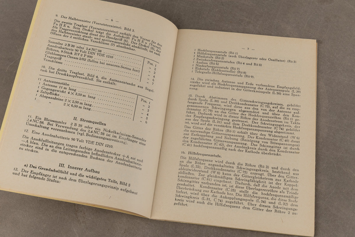 WW2 Tysk Heer Radio Instruktionshæfte "Gerätebeschreibung - Funk-Horch-Empfänger". Original.
