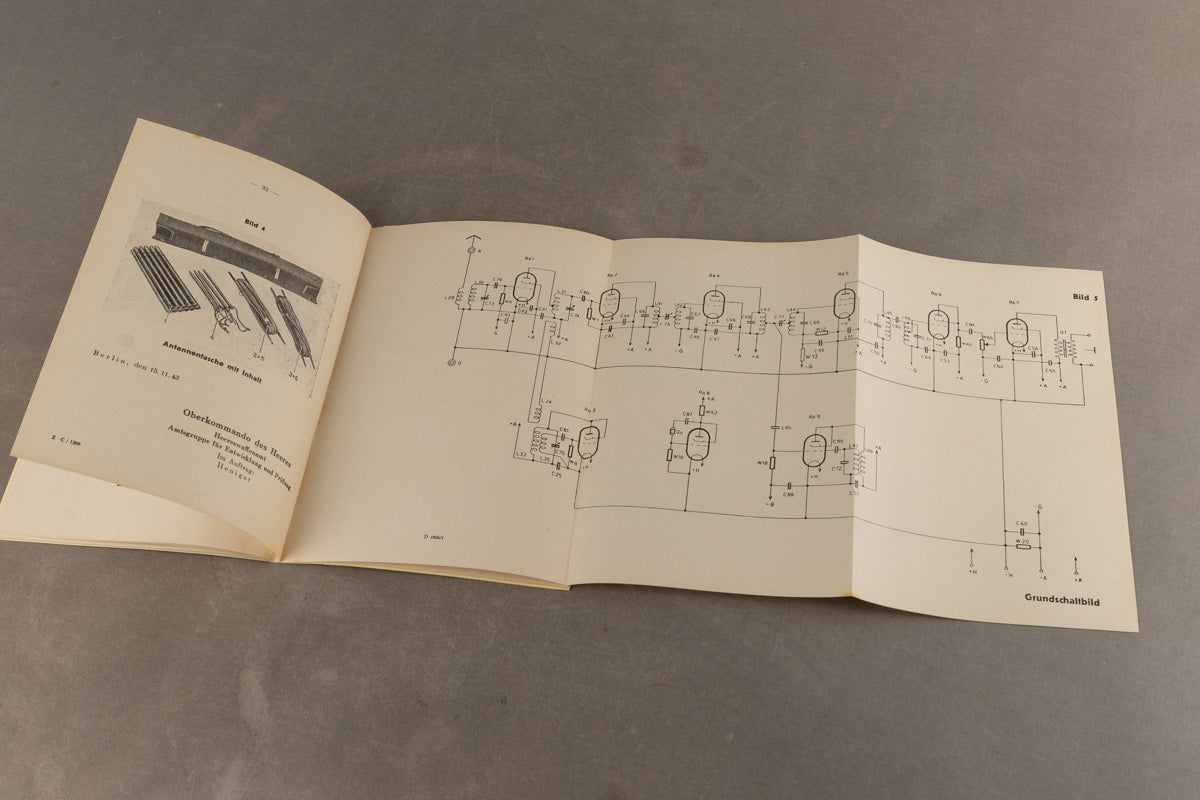 WW2 Tysk Heer Radio Instruktionshæfte "Gerätebeschreibung - Funk-Horch-Empfänger". Original.