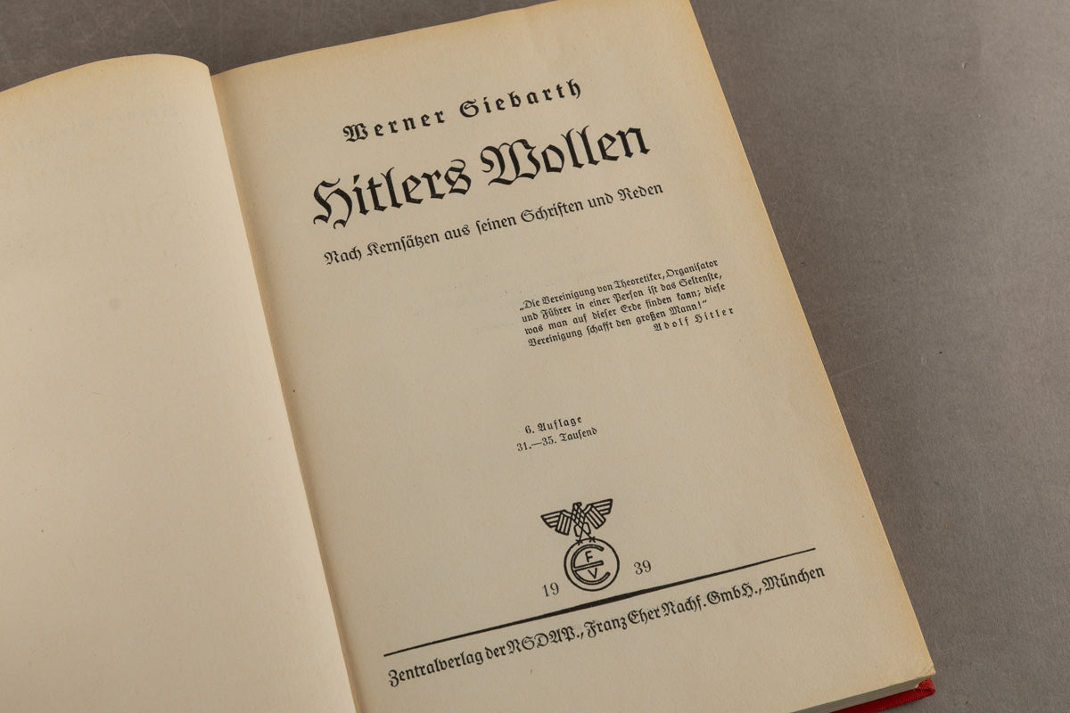 WW2 Tysk NSDAP Bog. "Hitlers Wollen" Original.