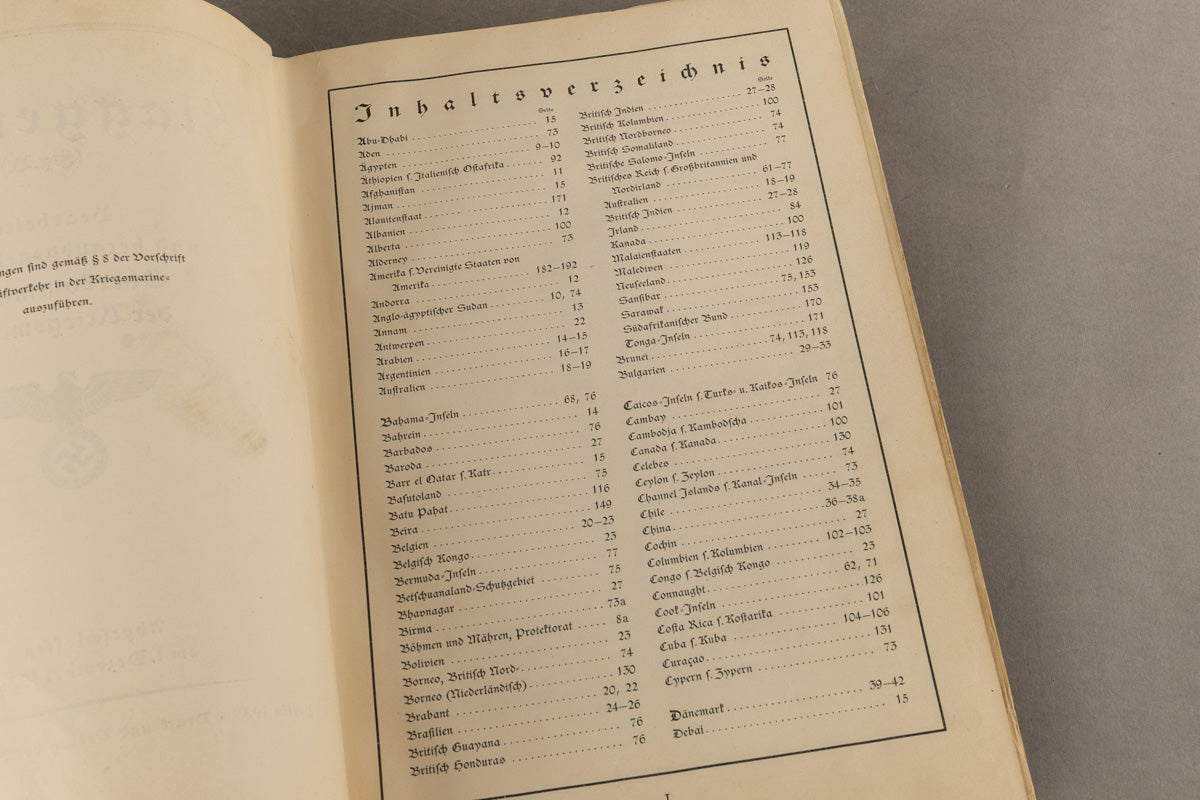 WW2 Tysk Stor Kriegsmarine "Flaggenbuch". Stemplet "Kommando der Marinestation der Nordsee". Sjælden. Original.