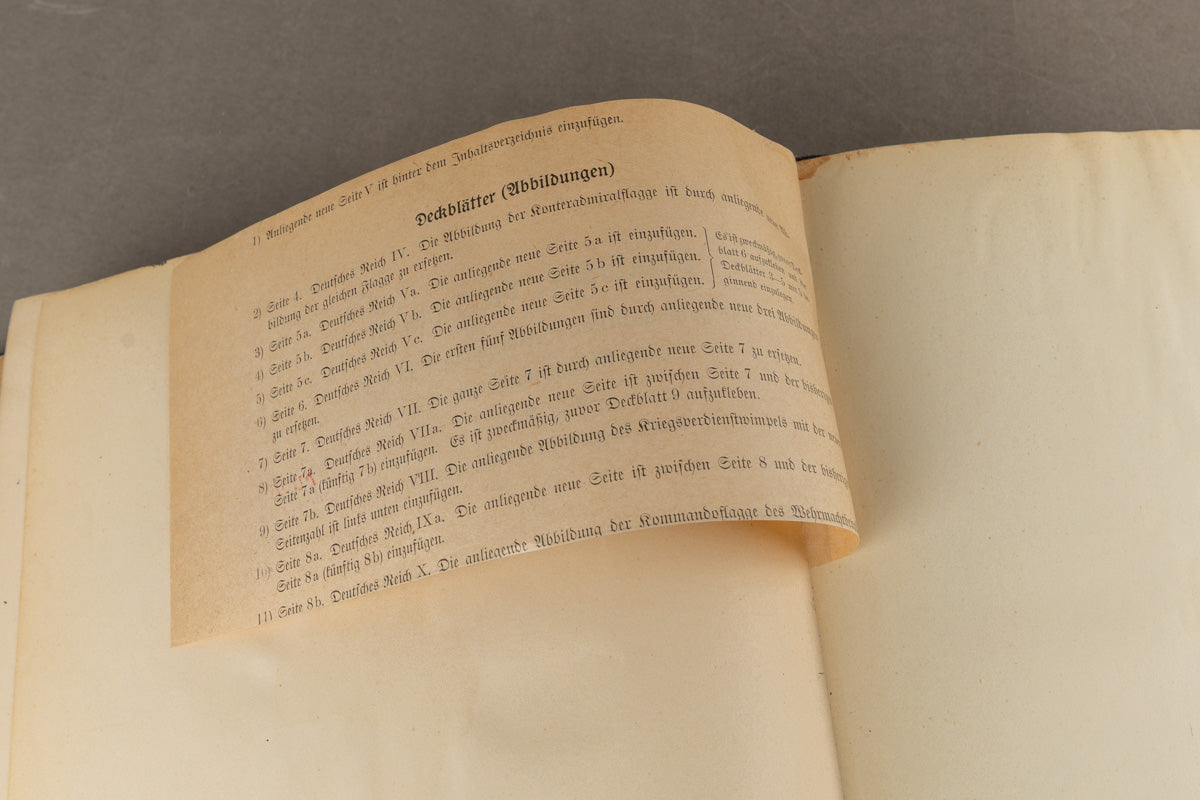 WW2 Tysk Stor Kriegsmarine "Flaggenbuch". Stemplet "Kommando der Marinestation der Nordsee". Sjælden. Original.