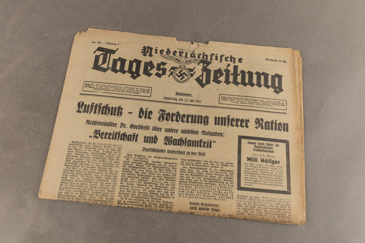 WW2 Tysk Avis. Original.