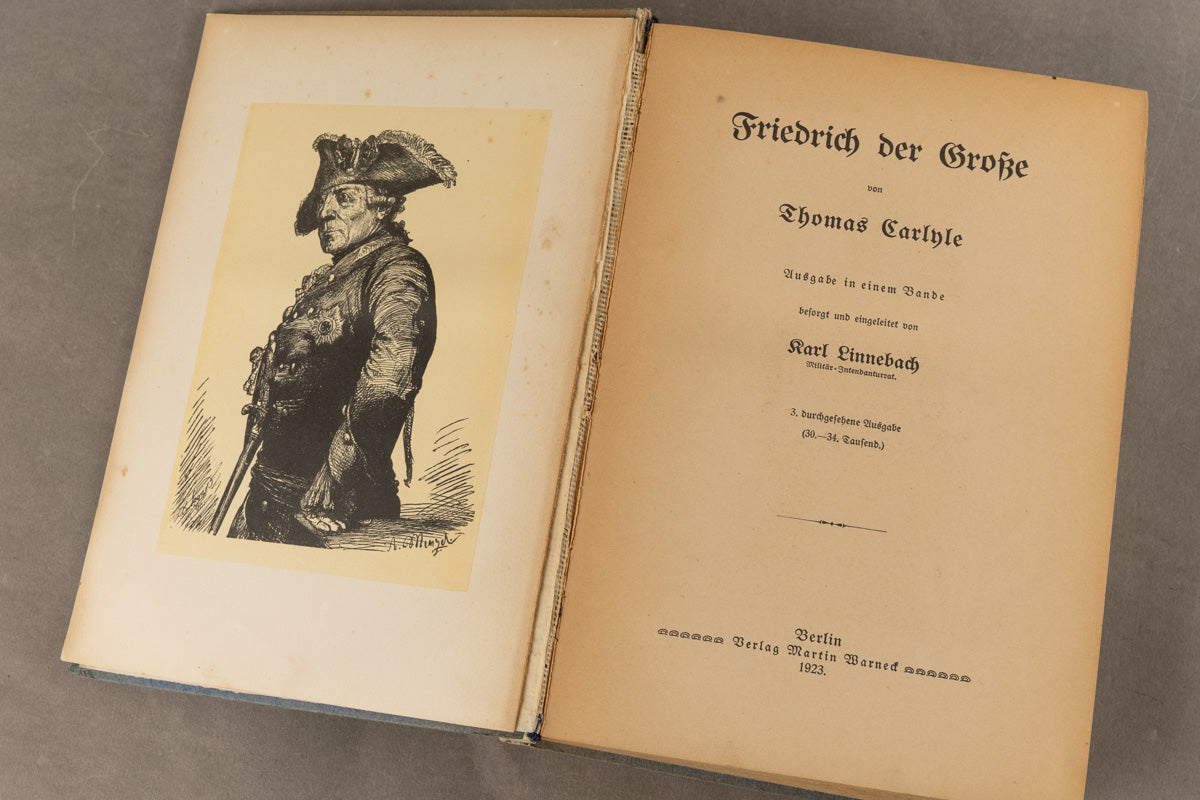 WW1/WW2 Tysk Bog "Friedrich der Große". Med håndskrevet hilsen. Original.