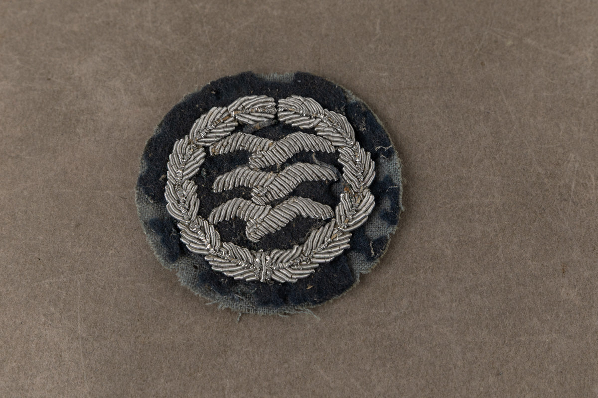 WW2 Tysk Officer Segelfliegerabzeichen i Stof. Til påsyning på uniformen. Sjælden. Original.