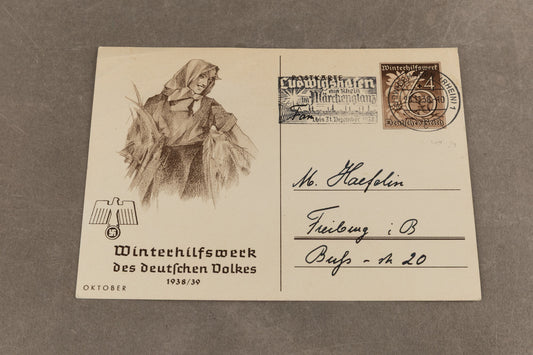 WW2 Tysk WHW-Postkort. Godt stemplet. Original.