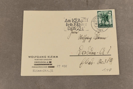 WW2 Tysk Postkort. Godt stemplet. Original.