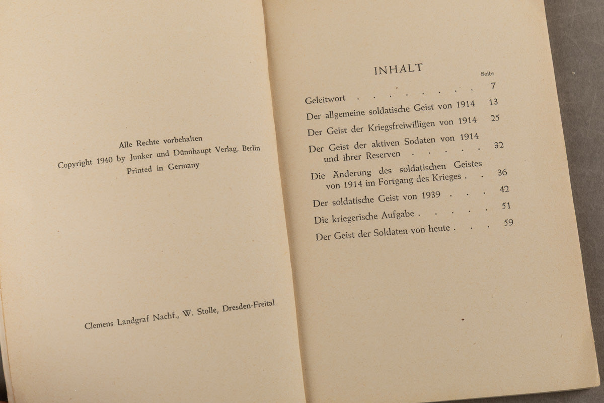 WW2 Tysk Bog. "Deutsches Soldatentum 1914 und heute". Original.