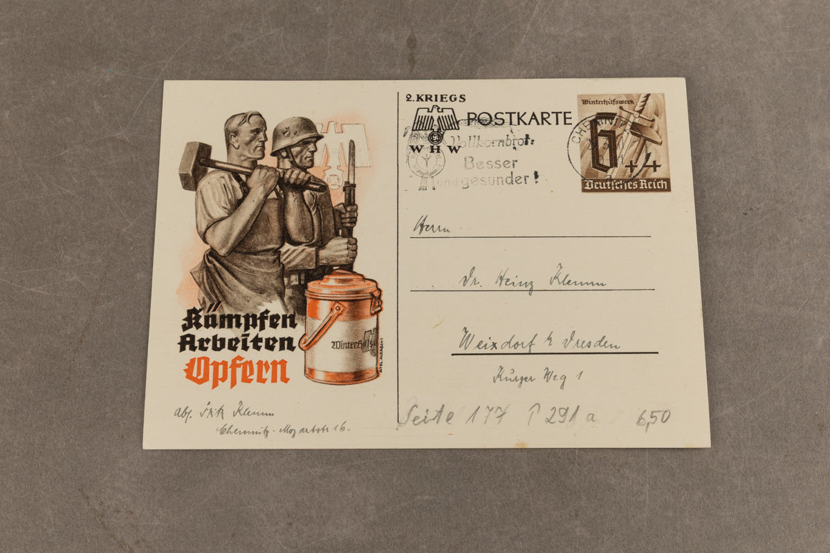 WW2 Tysk WHW-Postkort. Godt stemplet. Original.