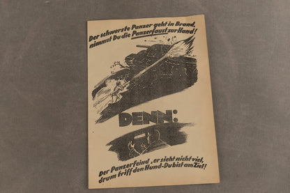 WW2 Tysk Heer "Panzerfaust" Instruktionsfolder. Sjælden. Original.