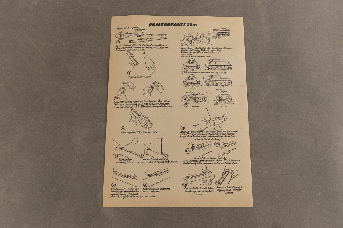 WW2 Tysk Heer "Panzerfaust" Instruktionsfolder. Sjælden. Original.