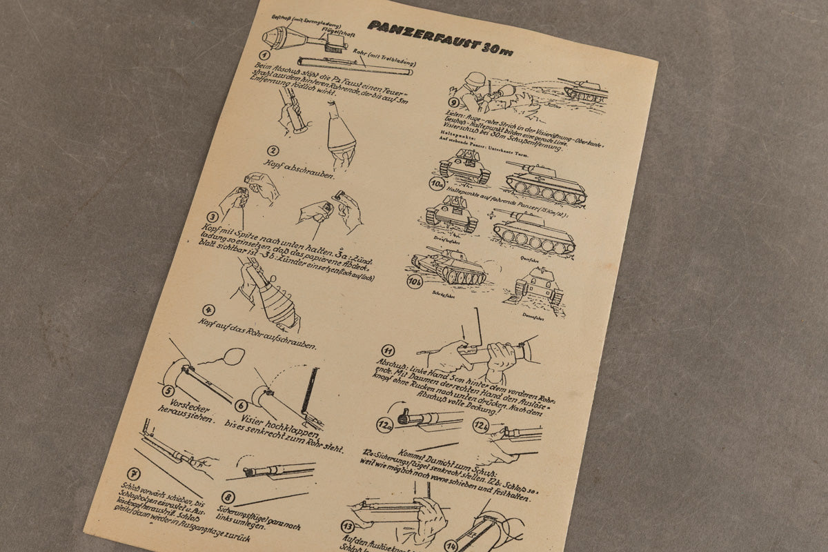 WW2 Tysk Heer "Panzerfaust" Instruktionsfolder. Sjælden. Original.