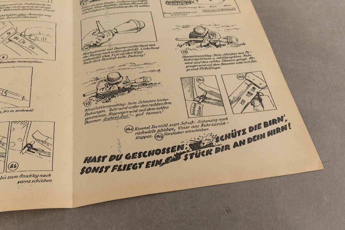 WW2 Tysk Heer "Panzerfaust" Instruktionsfolder. Sjælden. Original.
