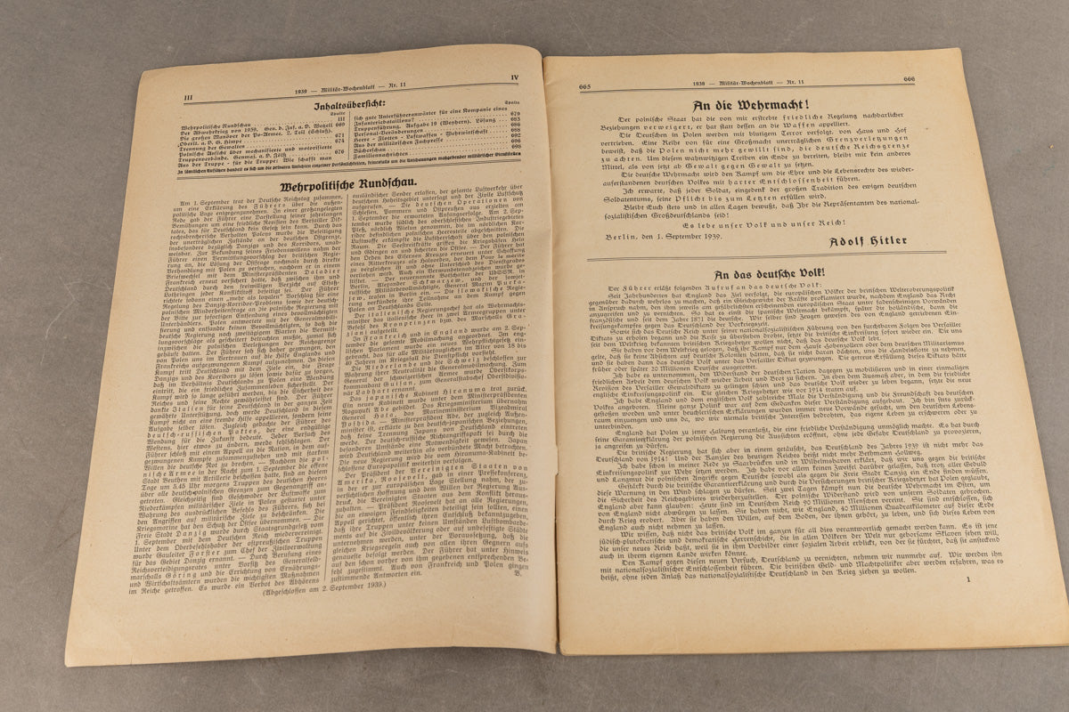 WW2 Tysk "Militär-Wochenblatt" Blad. Original.