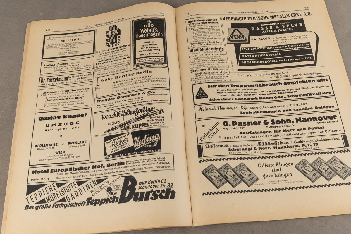 WW2 Tysk "Militär-Wochenblatt" Blad. Original.