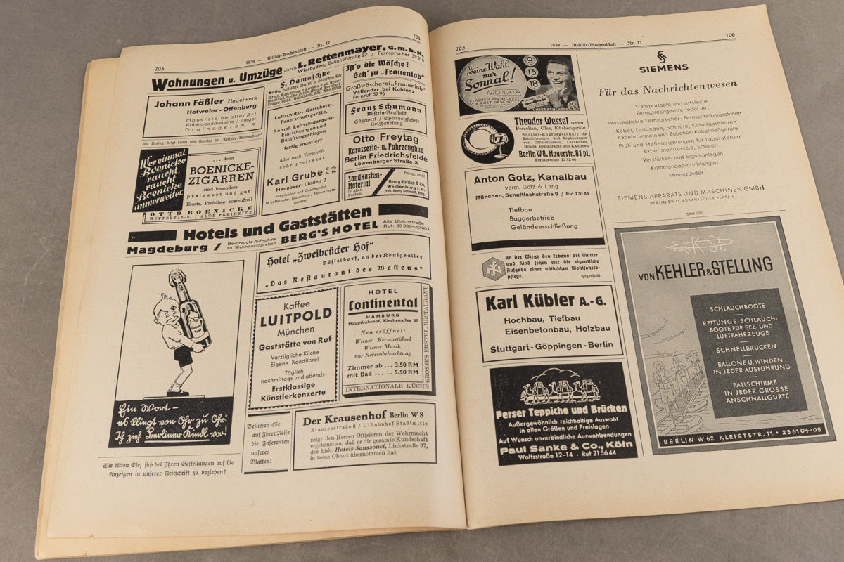WW2 Tysk "Militär-Wochenblatt" Blad. Original.